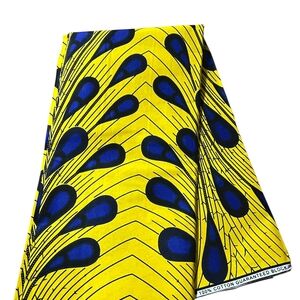 Yellow & Blue African Wax Print Fabric